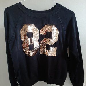 Forever 21 Black Gold Sequin Sweatshirt Med
